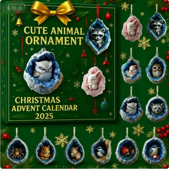 Adorable Animals Advent Calendar 2025 Christmas Countdown Calendar With 24 Decorative Ornaments Holiday Surprises For Children Families And Festive Display