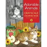 JANE MADAY Adorable Animals Grayscale Coloring Book (Paperback)
