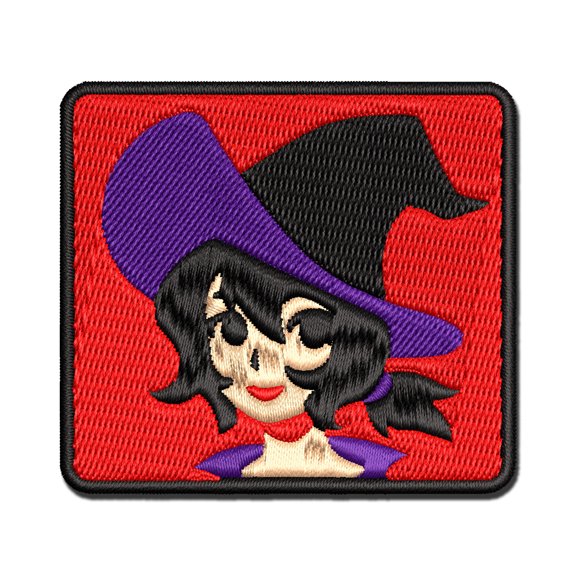 Adorable Anime Witch Girl with Hat Halloween Applique Multi-Color Embroidered Iron-On Patch - 2.0 Inch Mini
