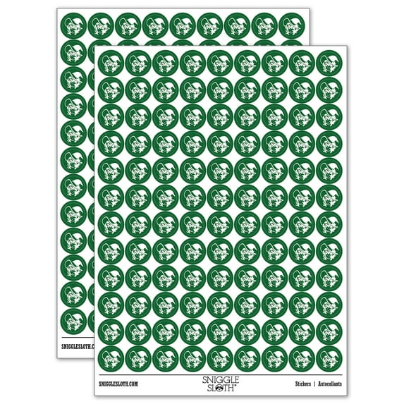 Adorable Anime Witch Girl with Hat Halloween 200+ Round Stickers - Dark Green - Matte Finish - 0.50" Size