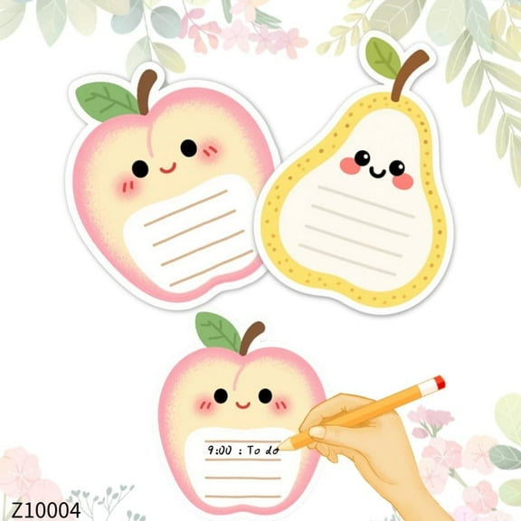 Adorable Apple & Pear Memo Pads, Perfect for Daily Reminders 100pcs Cute Sticky Notes Cartoon Decoration Message Labels Office Note Markers, Sticky Notes - Multi-Color Notepads for Office