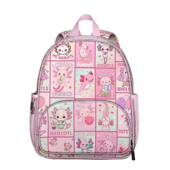 Adorable Axolotl Fantasy Creature Waterproof Backpack - Ergonomic Student Daypack with Adjustable Straps & Durable Double Zipper for School Lovers