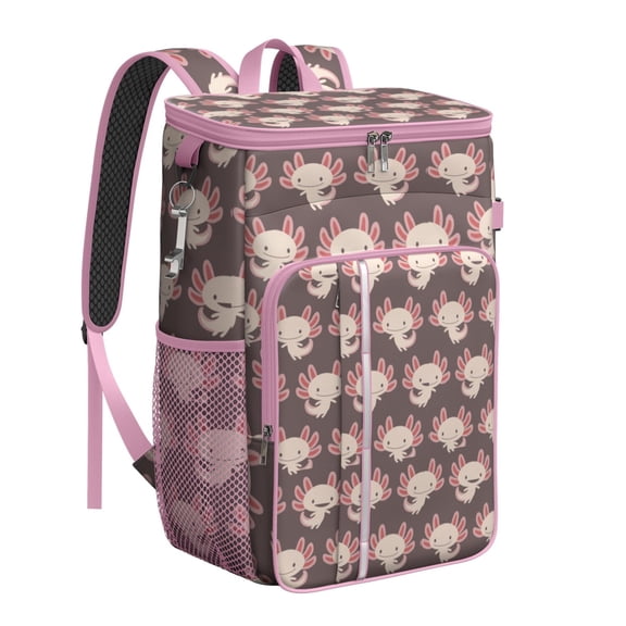 Adorable Axolotl Lunch Backpack – Leakproof Insulated Cooler Bag with Funny Kawaii Cartoon Design for Axolotl Lovers, Students, Outdoor Use