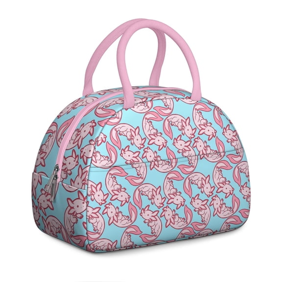 Adorable Axolotl Lunch Box - Funny Smiling Amphibian Pattern, Leakproof Insulated Cooler for Kawaii Collectors & Fantasy Enthusiasts (Whimsical Creature Art)