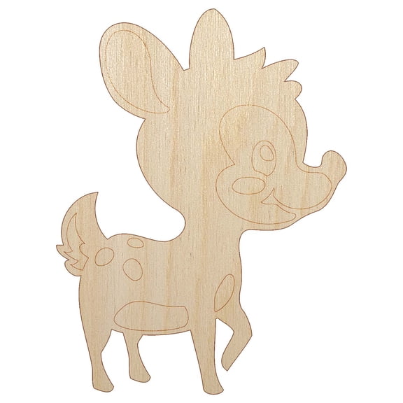 Adorable Baby Deer Fawn Wood Shape Unfinished Piece Cutout Craft DIY Projects - 4.70 Inch Size - 1/4 Inch Thick