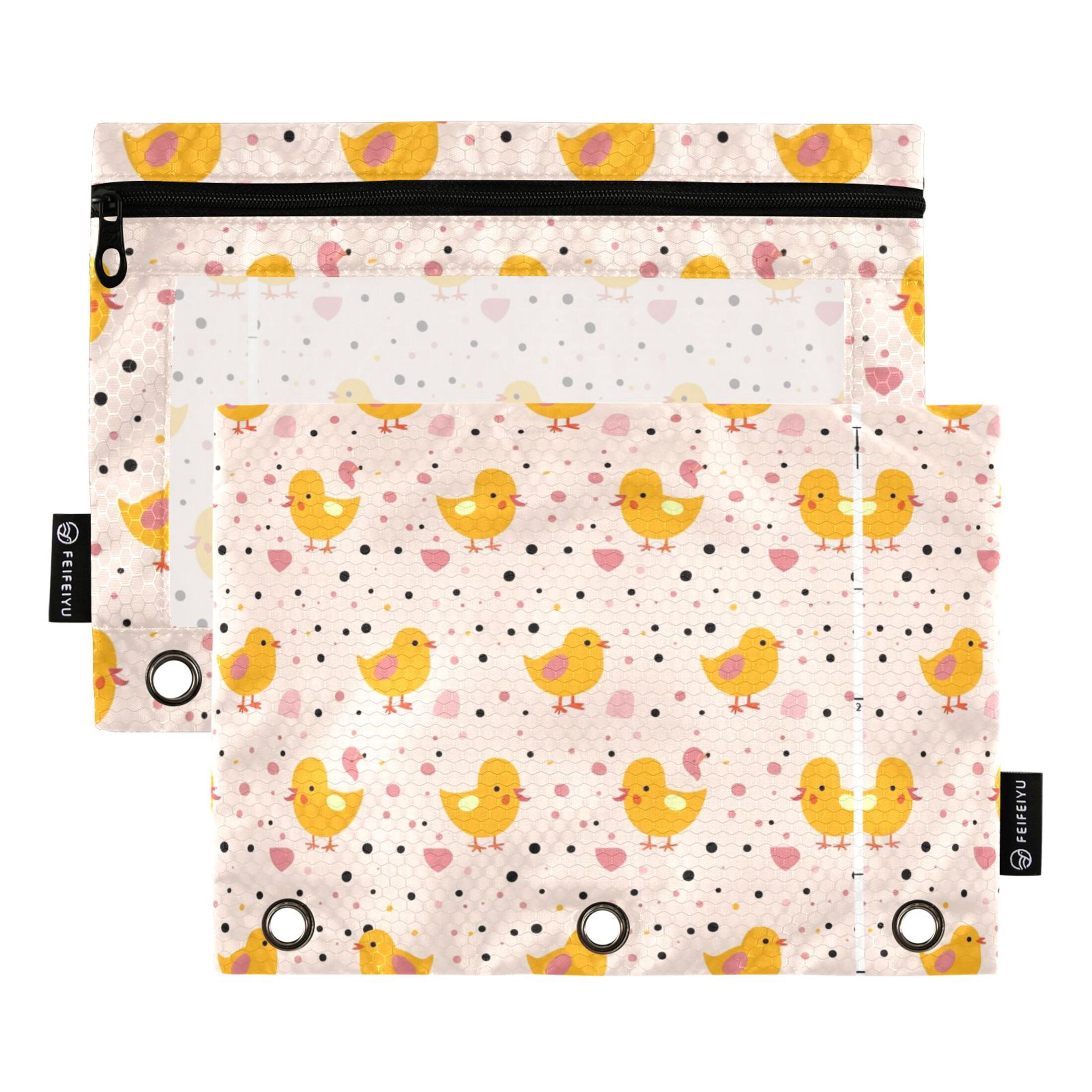Window Duck Folder Adorable Baby Ducks 2 Pack Pencil Pouch for 3 Ring Binder Smooth Zipper ...