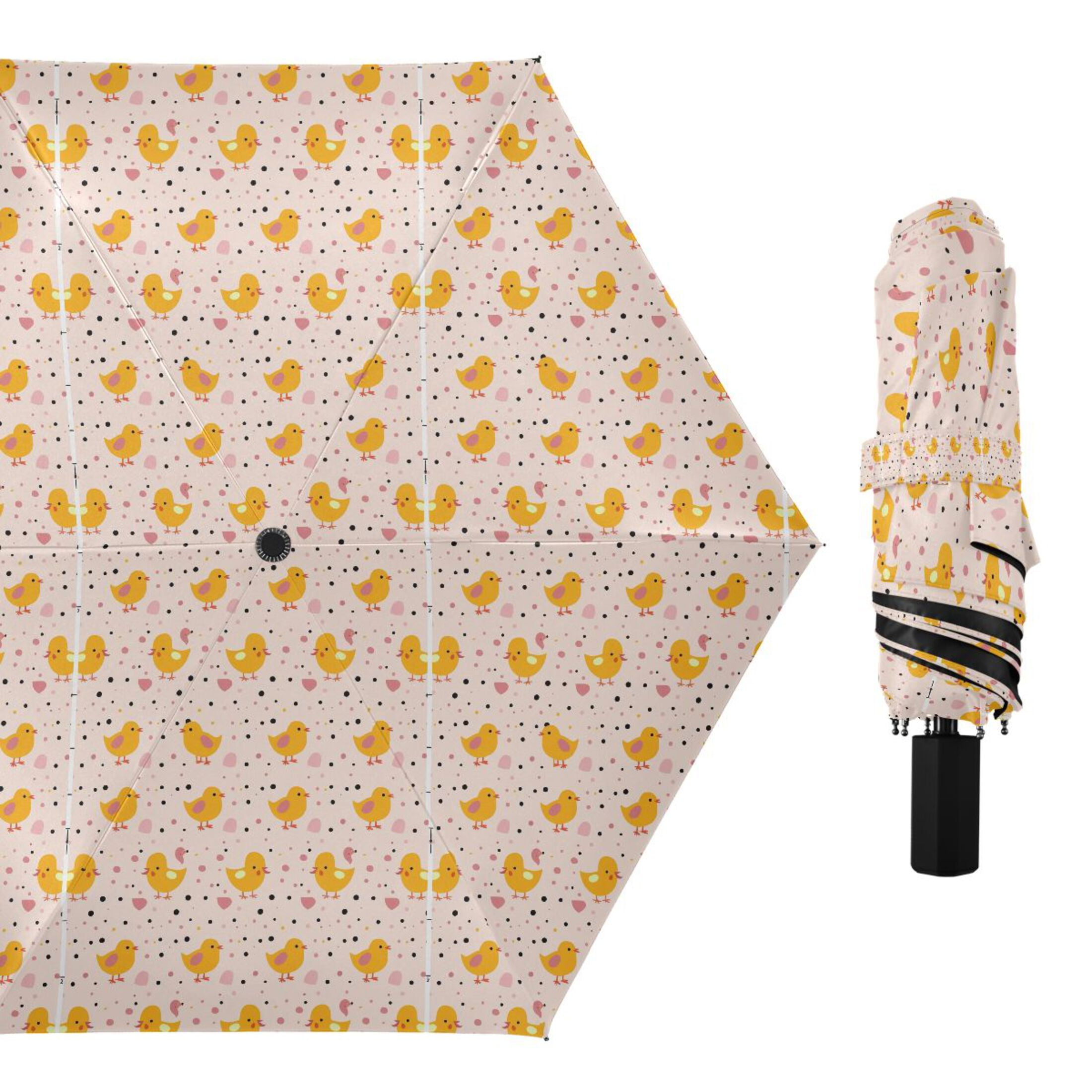 Adorable Baby Ducks Compact Sun Umbrella Windproof Travel Umbrellas for Rain Strong Portable UV Protection