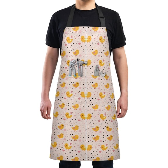 Adorable Baby Ducks Kitchen Apron with 2 Pockets Adjustable waterproof Cooking Aprons for Women Men Chef