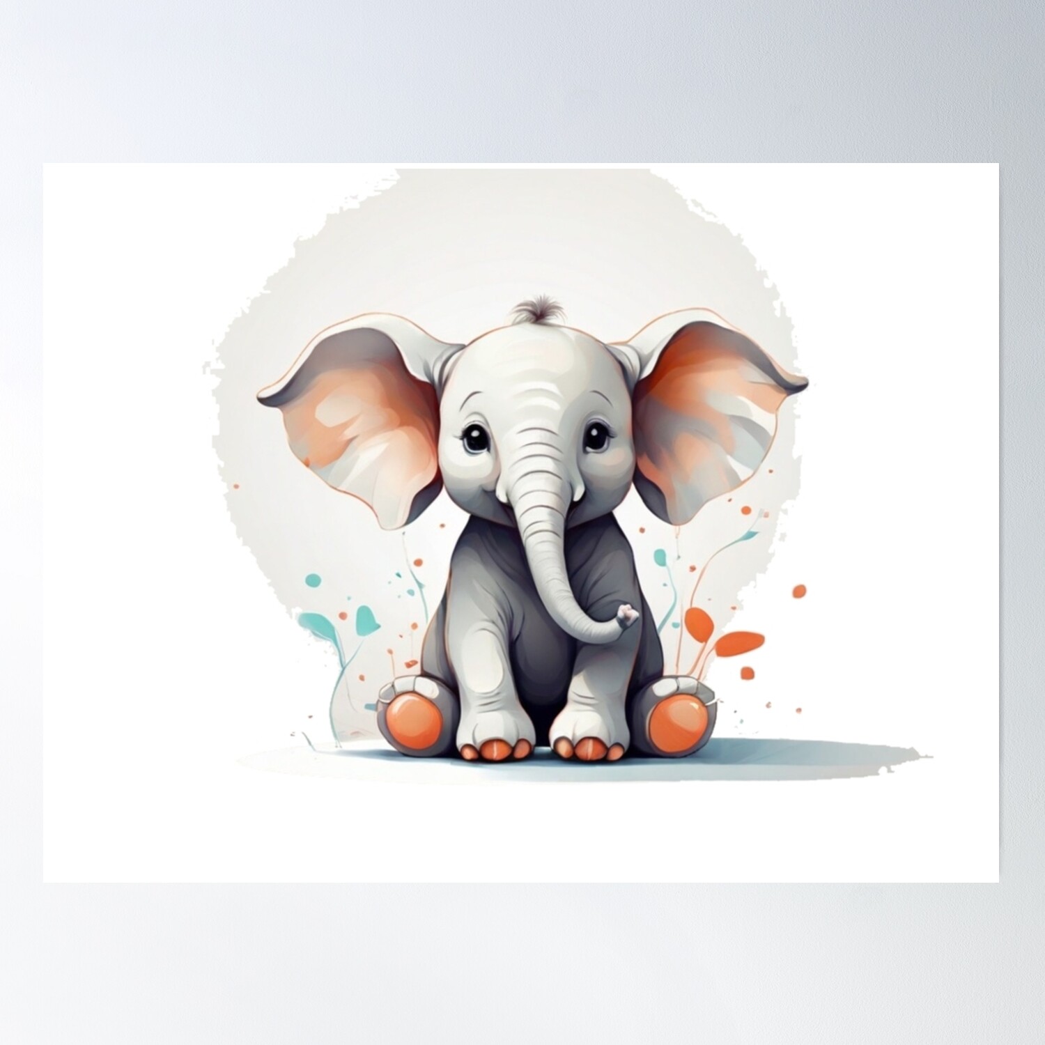 Adorable Baby Elephant Poster Wall Art, Modern Wall Decor, 12x18 ...