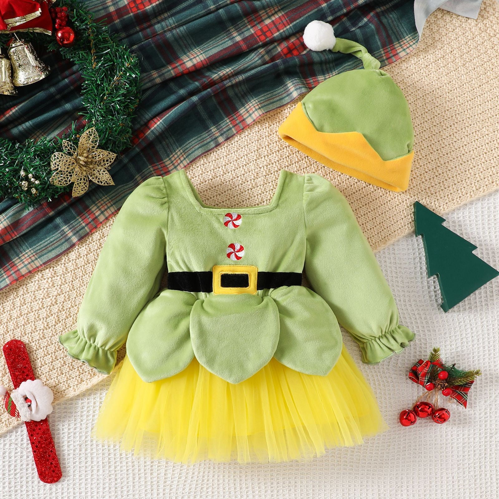 Adorable Baby Elf Costume Set with Hat Christmas Holiday Outfit for ...