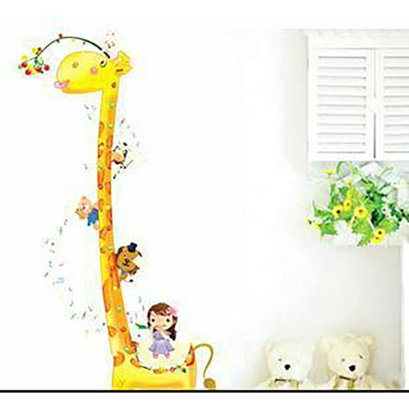 Adorable Baby Giraffe Height Comparison Table Wall Decal - Perfect for Kindergarten, Living Room, and Children's Room Décor, Window Dressing, and Sofa Background Wall Art