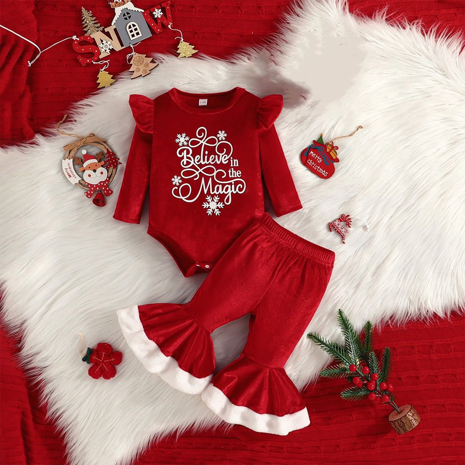 Adorable Baby Girl Christmas Outfit My First Christmas Romper Set