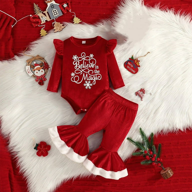 Adorable Baby Girl Christmas Outfit My First Christmas Romper Set