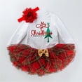 thumbnail image 1 of Adorable Baby Girl Christmas Outfit Set Including Letter Print Romper Tutu Dress and Matching Headband for, 1 of 3