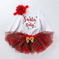 thumbnail image 1 of Adorable Baby Girl Christmas Outfit Set Including Letter Print Romper Tutu Dress and Matching Headband for, 1 of 3