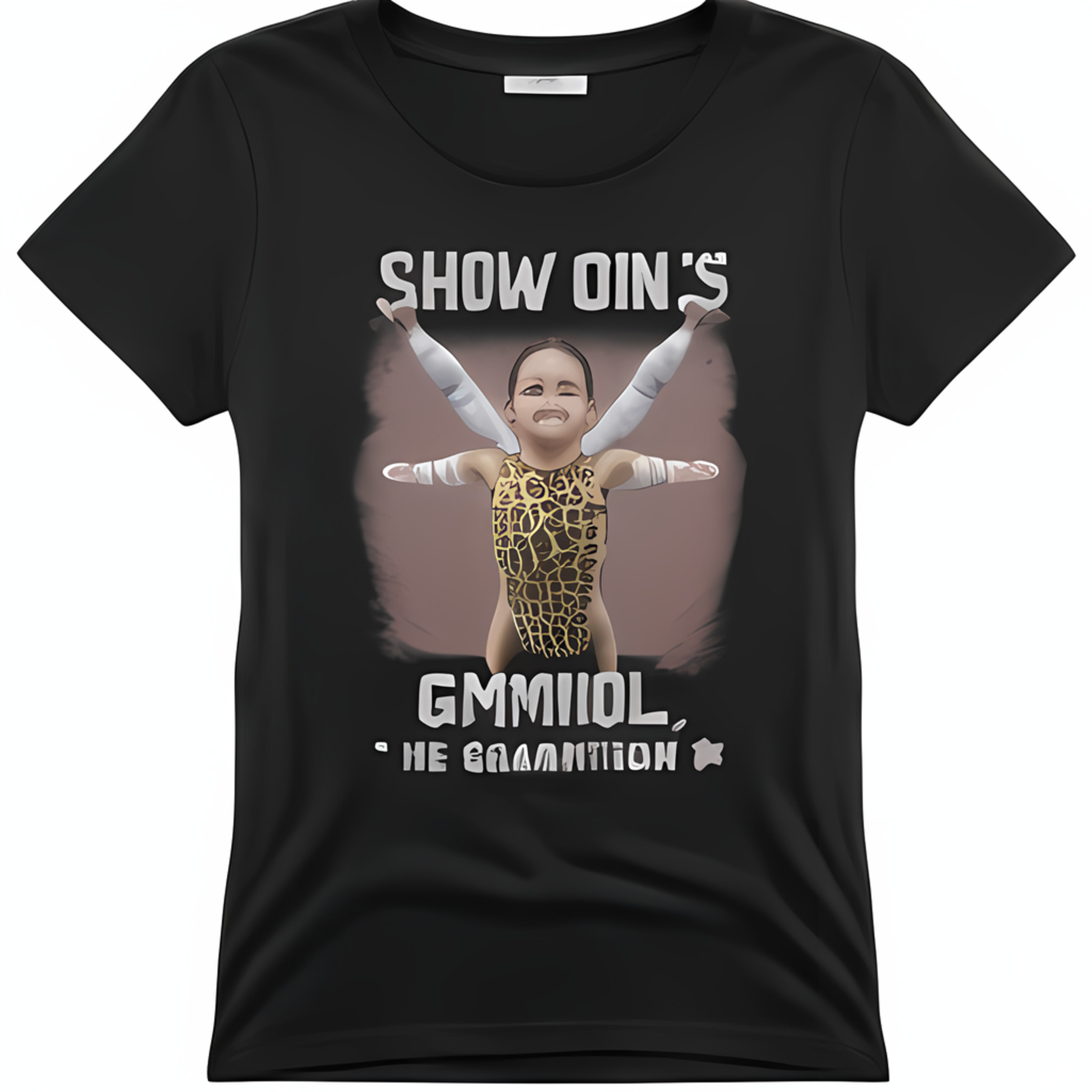 Adorable Baby Girl Gymnast Vector Graphic TShirt with Leopard Print