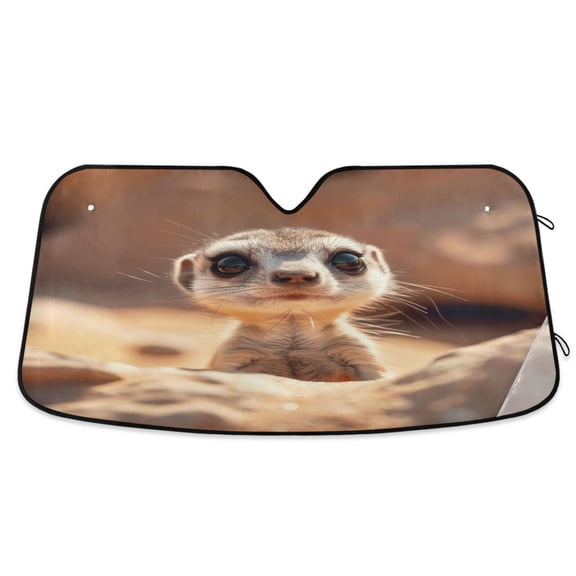 Adorable Baby Meerkat Car Windshield Sun Shade Foldable Car Front Window Visor Heat and UV Protection 53x23.5