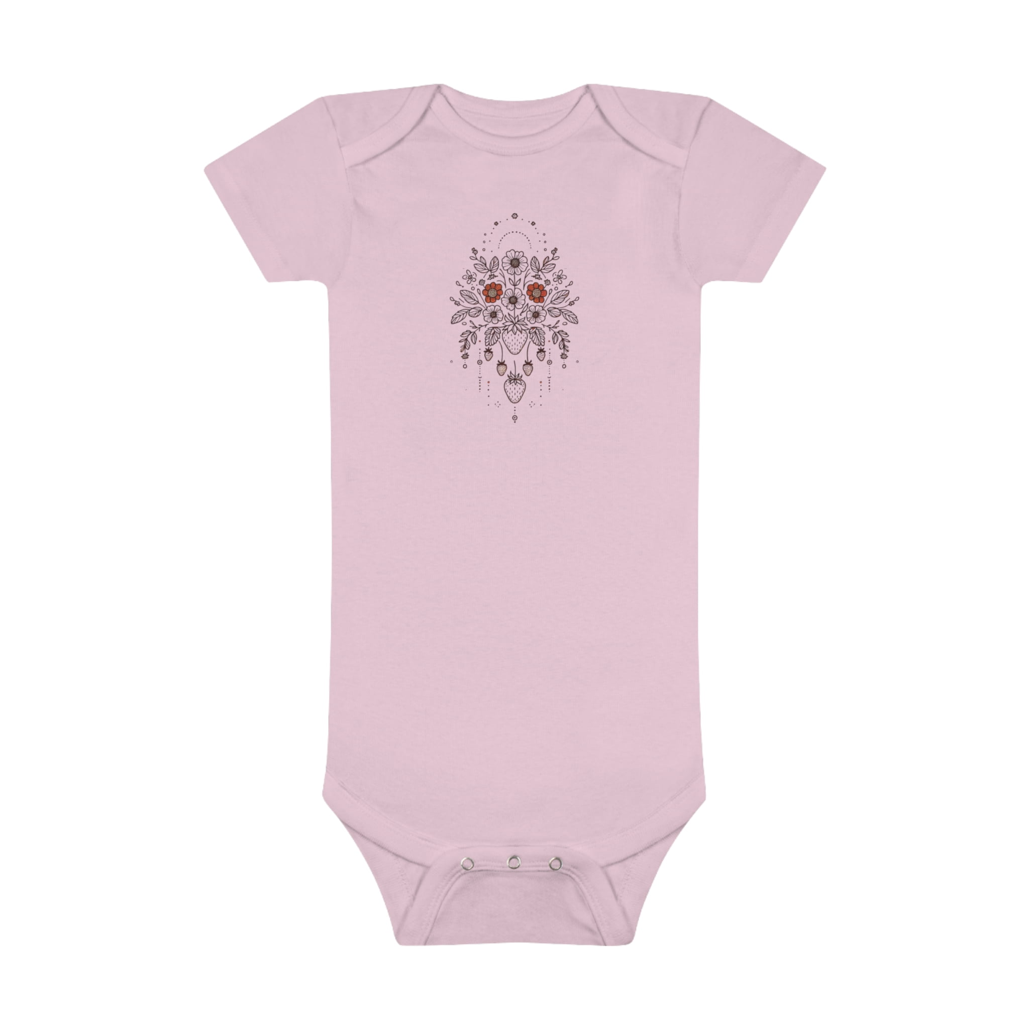 Adorable Baby Onesie® with Strawberry Floral Design - 3 Color Options