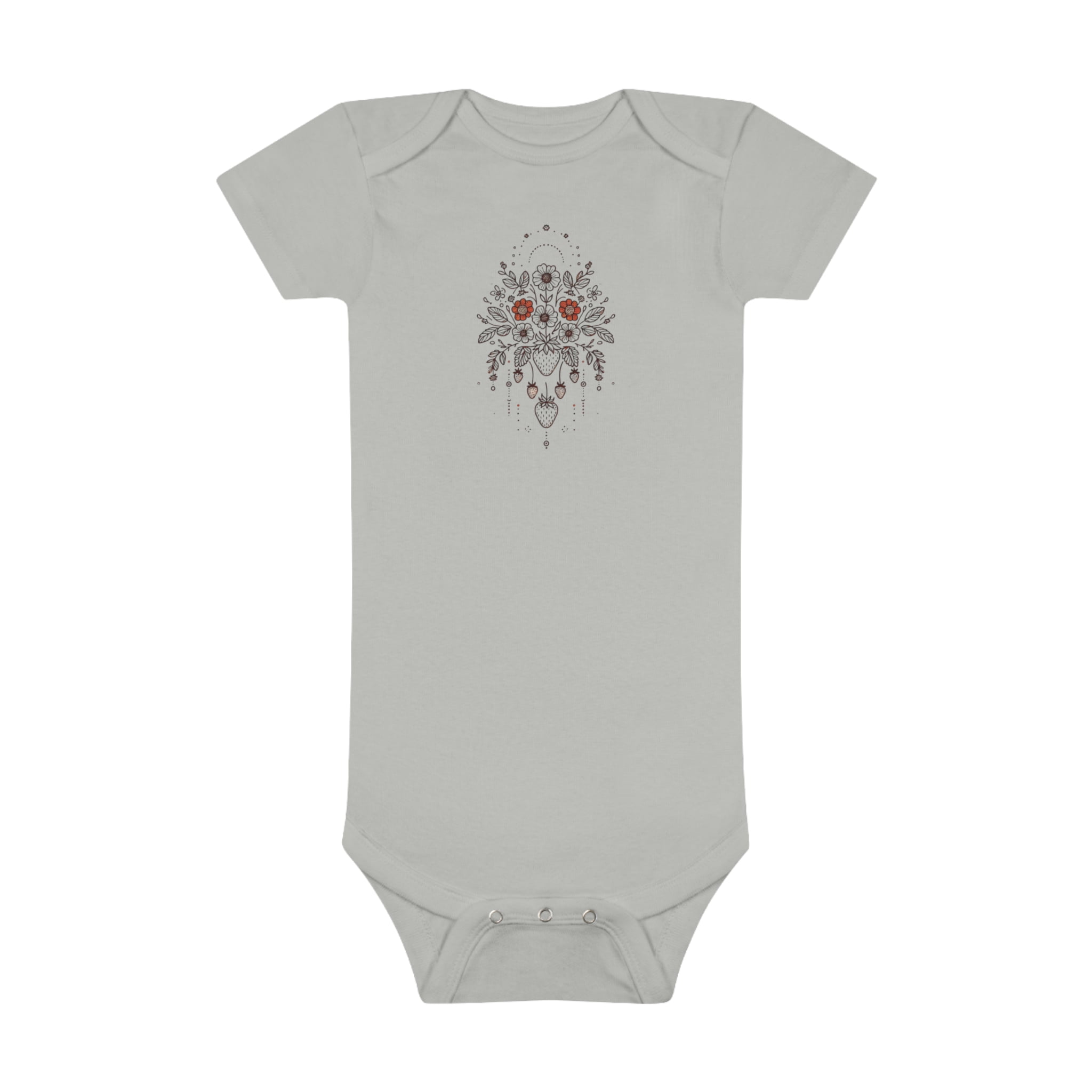 Adorable Baby Onesie® with Strawberry Floral Design - 3 Color Options