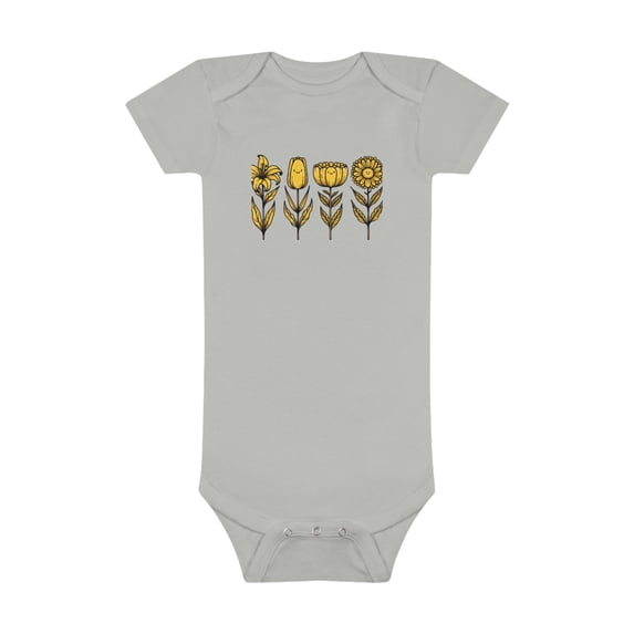Adorable Baby Onesie® with Yellow Boho Flowers - 4 Color Options