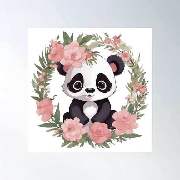 Adorable Baby Panda Bear Poster Wall Art, Modern Wall Decor For Living Room Bedroom, 24x24 UNFRAMED