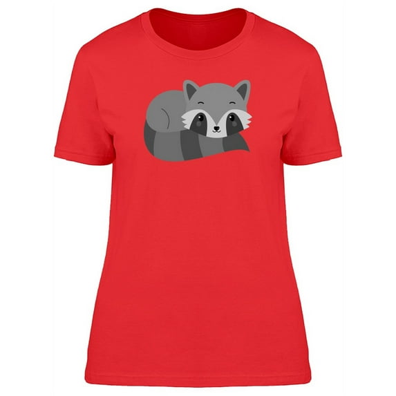Adorable Baby Raccoon Cartoon T-Shirt Women -Image by Shutterstock, Female Small