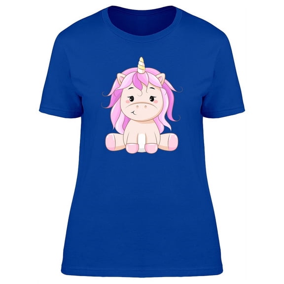 Adorable Baby Unicorn Cartoon T-Shirt Women -Image by Shutterstock, Female XX-Large