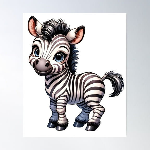 Adorable Baby Zebra Poster Wall Art, Modern Wall Decor For Living Room Bedroom, 8x12 UNFRAMED