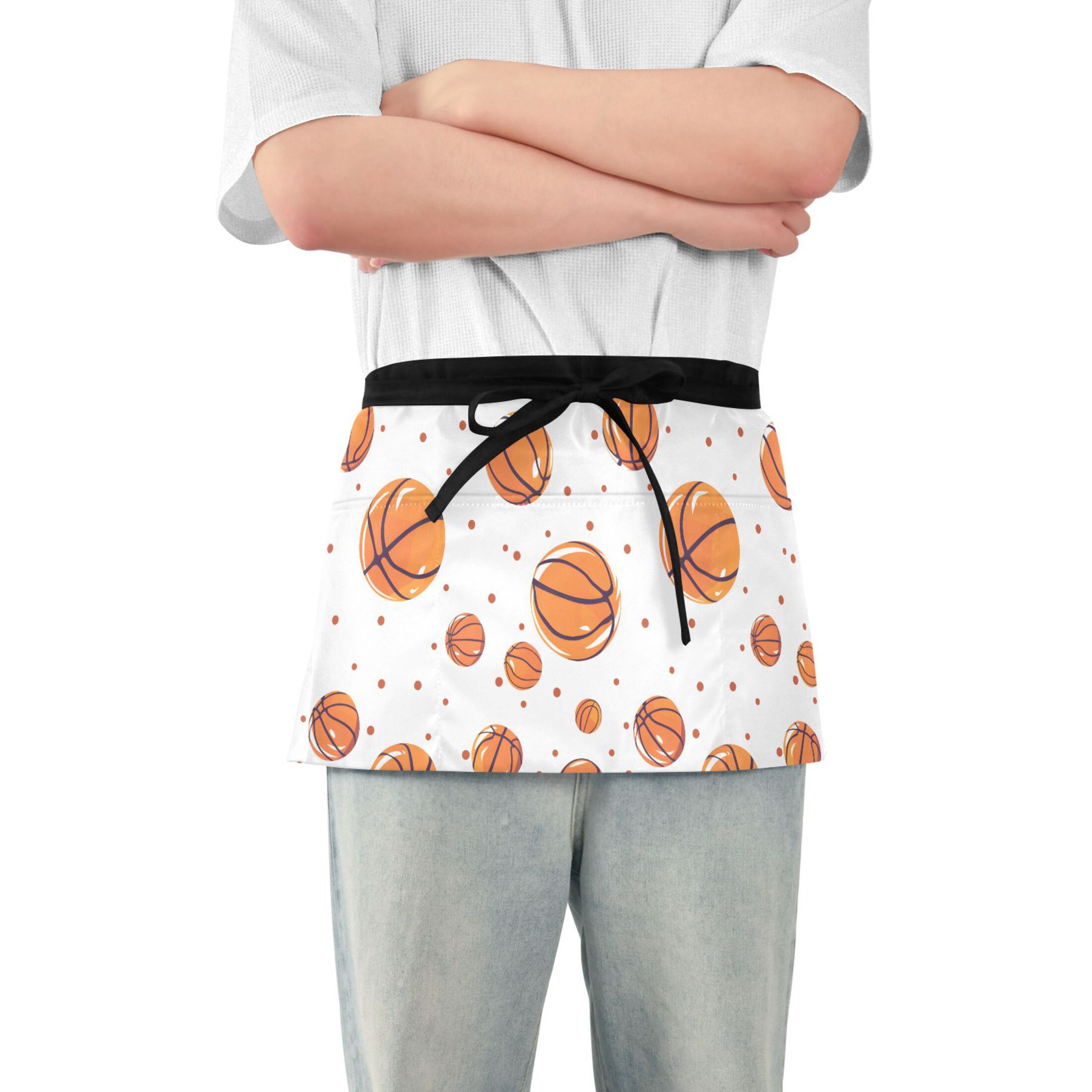 Adorable Basketball Server Apron with 3 Pockets Waterproof Waitress ...