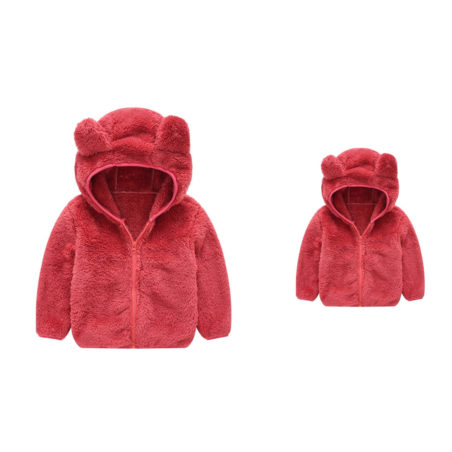 Adorable Bear Ears Hooded Knit Jacket, Soft Lined Cozy Outerwear ...