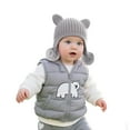 thumbnail image 1 of Adorable Bear Ears Knit Hat With Double Pom Poms For Kids Winter Warm Soft Stretchy For Girls And Boys Funny Hats Adjustable Cute Caps Adjustable Baseball Hats for Boys & Girls, 1 of 4