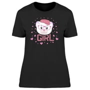 Adorable Bear Girl Cartoon T-Shirt Women -Image by Shutterstock, Female Medium