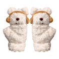 thumbnail image 1 of Adorable Bear Headphone Mittens Winter Warm Lined Full Coverage Fingerless Handwear for Outdoor Enthusiasts,White, 1 of 5