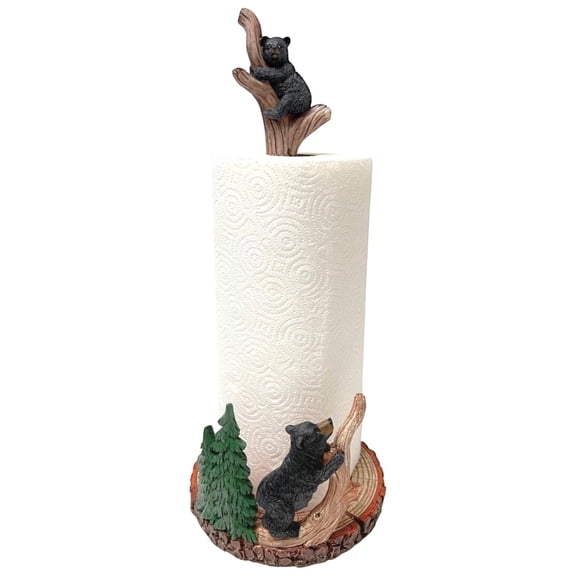 Adorable Bear Paper Towel Holder - Rustic Log Cabin Kitchen Countertop Dcor with Playful Bear on Tree Branch Design - Gift for Bear Lovers