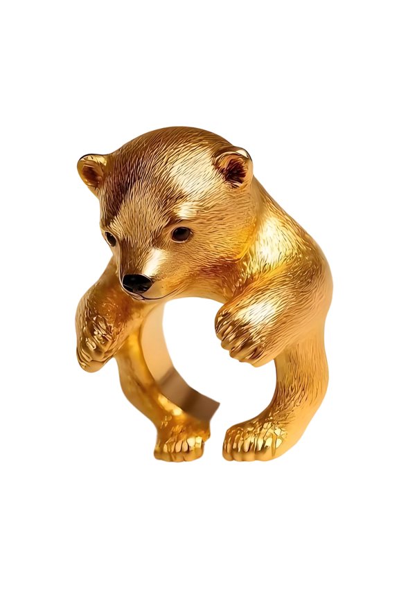 Adorable Bear Shaped Rings Comfortable Wear Trendy Stackable Hoop Alloy Texture Suitable for Matching Daily Outfits
