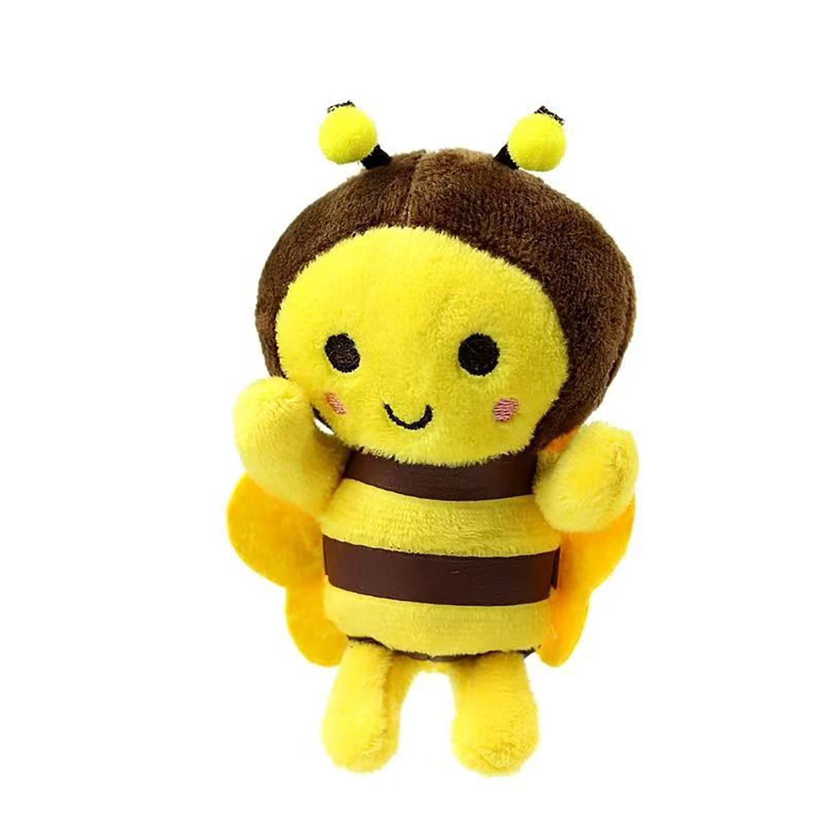 Set Peluche Ape Con Ali Bianche E Portachiavi, 20 Cm, Giallo E Marrone, Morbido, Regalo Per Bambini