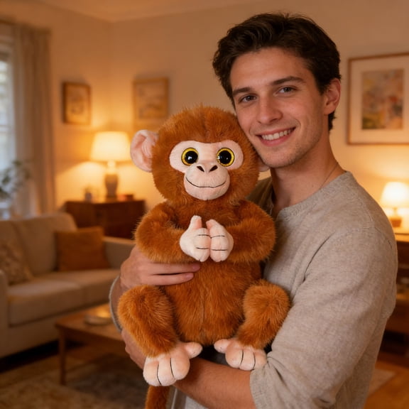 Adorable Big-Eyed Monkey Plush Toy - Soft and Cuddly Doll for Comforting Naps and Playtime, Perfect Gift for Birthdays, Holidays, and Special Occasions