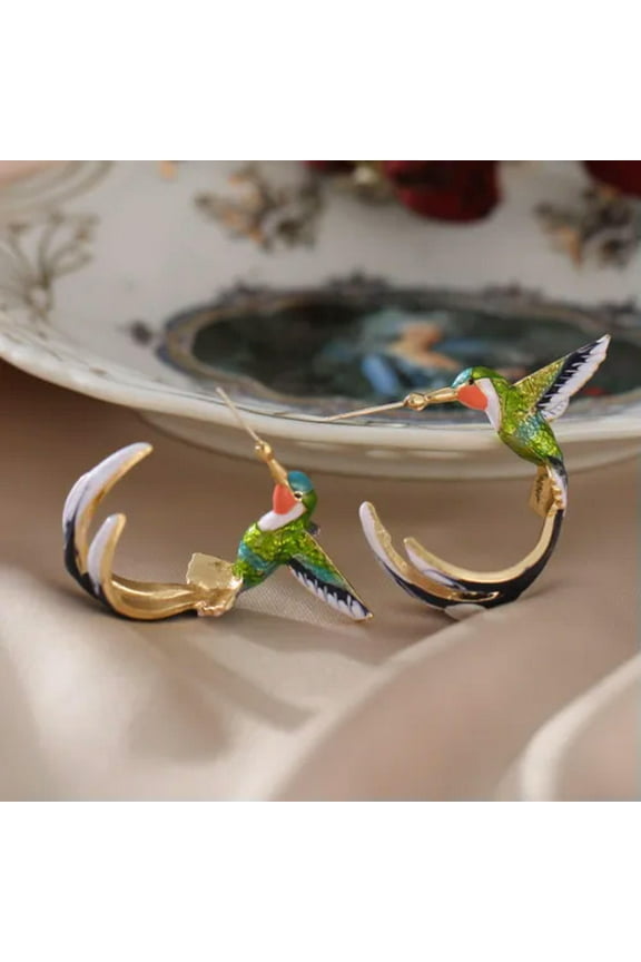 Adorable Bird Shape Hoop Earring 18k Yellow Gold Plated Women Party Jewelry