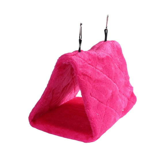 Adorable Bird Sleeping Bed Parrot Hammock Warm Plush Birds Nest Pet Hanging Hut for Home Cage Bird Parrot (Rosy)
