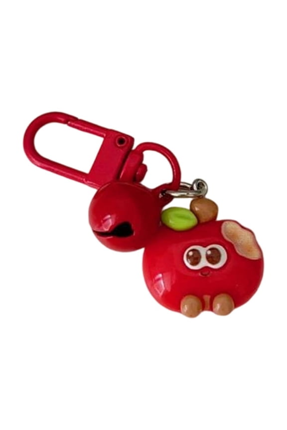 Adorable Bite Mark Apples Charm Key Ring With Built In Bell Sturdy Resin Keychain For Daily Use Or Gifting
