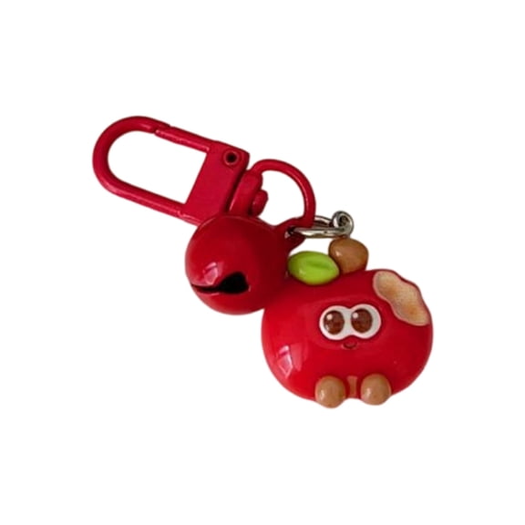 Adorable Bite Mark Apples Charm Key Ring With Built In Bell Sturdy Resin Keychain For Daily Use Or Gifting