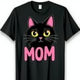 Adorable Black Cat Graphic TShirt for Cat Moms Cute Pink Ears & Nose