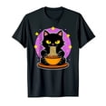 thumbnail image 1 of Adorable Black Cat with Ramen Noodles Graphic T-Shirt for Cat Lovers, 1 of 5