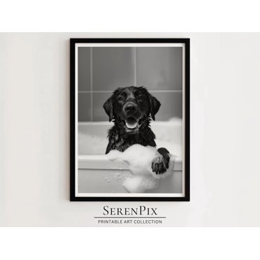 Cur Gift Goldendoodle Print Animal Bathroom Wall Art Dog Wall Decor Black And ...