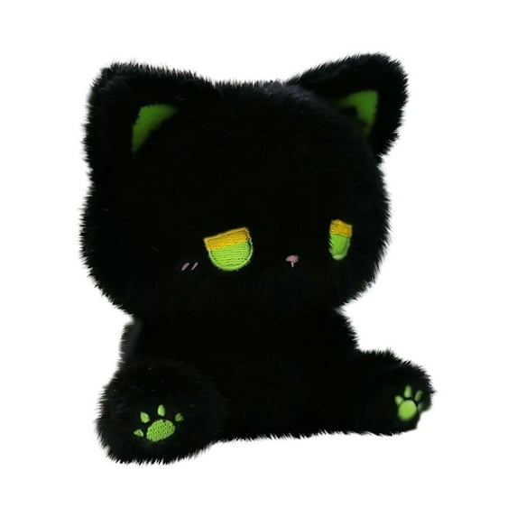 Adorable Black Plush Cat Toy Soft Stuffed Animal with Cute Design for Kids & Adults, Perfect Gift for Cat Lovers, 6 Inches