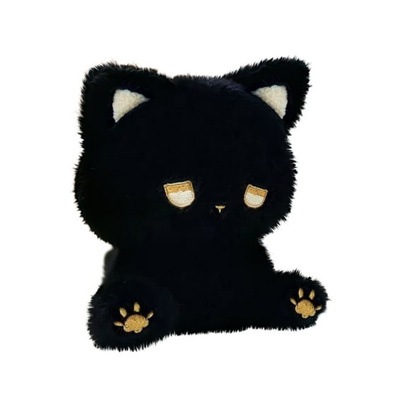 Adorable Black Plush Cat Toy Soft Stuffed Animal with Cute Design for Kids & Adults, Perfect Gift for Cat Lovers, 6 Inches