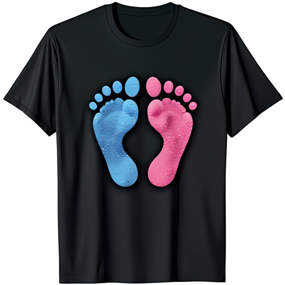 Adorable Black T-Shirt with Colorful Footprints Graphic Cute & Stylish