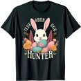 Adorable Black TShirt with Cute & Easter Eggs 'EGG HUNTER' Design