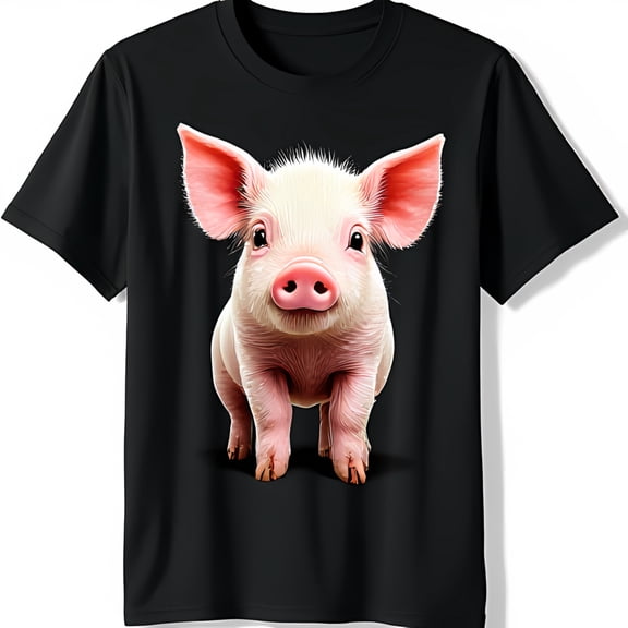 Adorable Black T-Shirt with Cute Pink Graphic Eye Catching Design