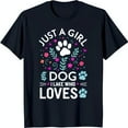 Adorable Black TShirt with Just a Girl Who Loves Dogs Graphic